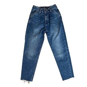Hollister Ultra High Rise Mom Jeans w/ Vintage Stretch Paperbag Waist & Raw Hem